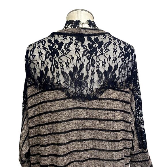 Vintage y2k About A Girl LA Striped Lace Gothic Grunge Cardigan - Picture 9 of 12